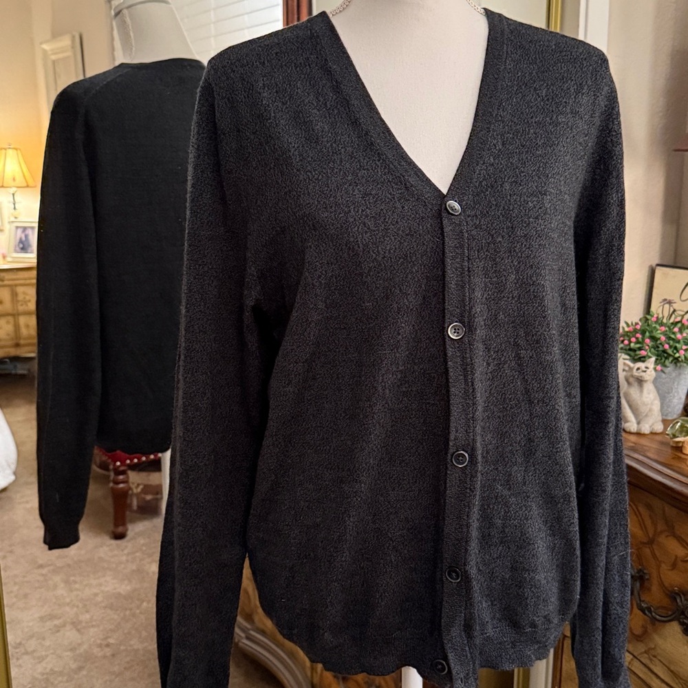 Calvin Klein Charcoal 100% Merino Wool Cardigan